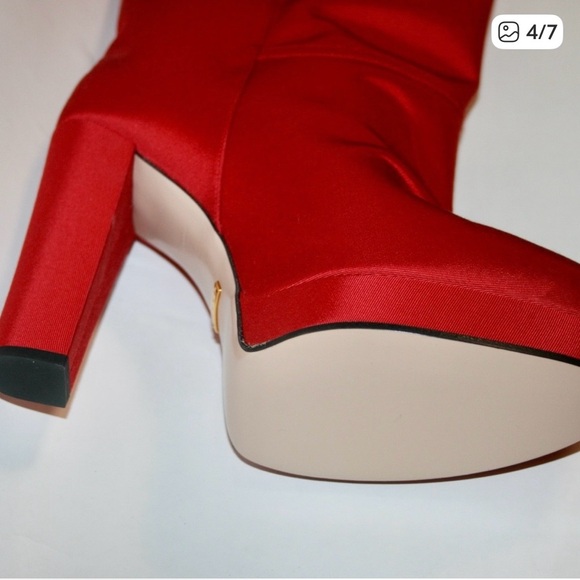 Gucci Ribbed Fabric Larius Platform Knee High Boots Shoes - Picture 4 of 4